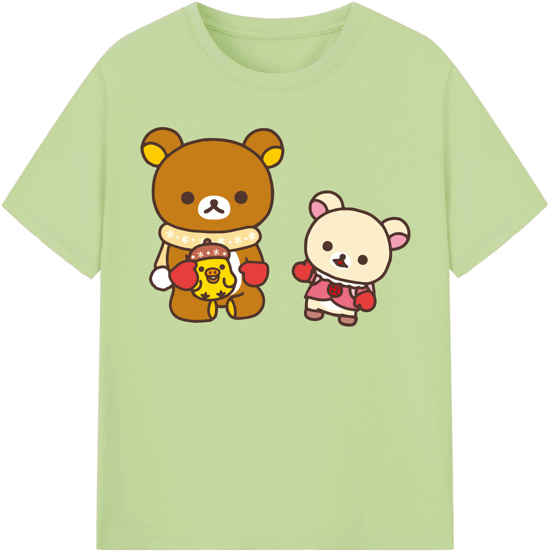（画像用） リラックマ リラックマ キイロイトリ Rilakkuma Korilakkuma Kiiroitori 綿100％半袖Tシャツ（フロントプリント）